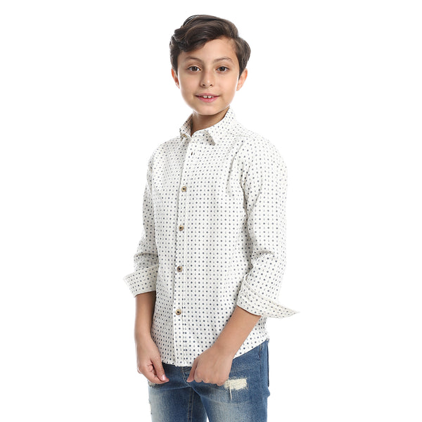Boys Regular Fit  Casual Shirt - off white