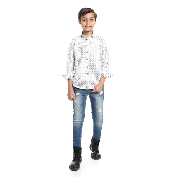 Boys Regular Fit  Casual Shirt - off white