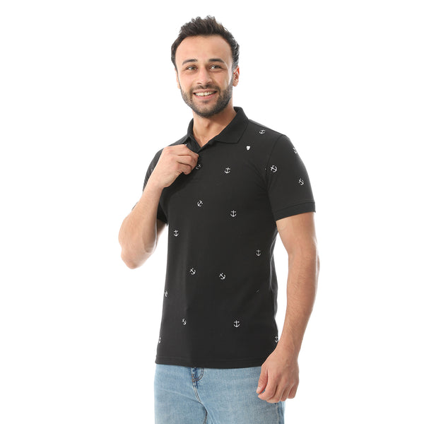 Embroidered Pattern Regular Fit Polo Shirt