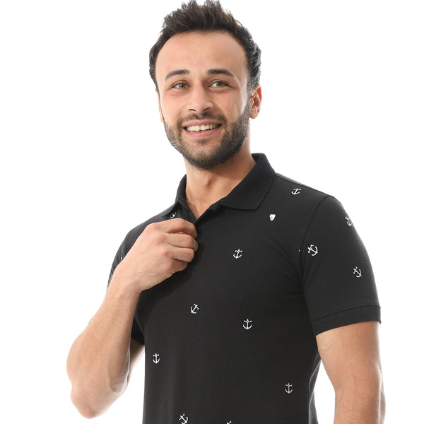 Embroidered Pattern Regular Fit Polo Shirt