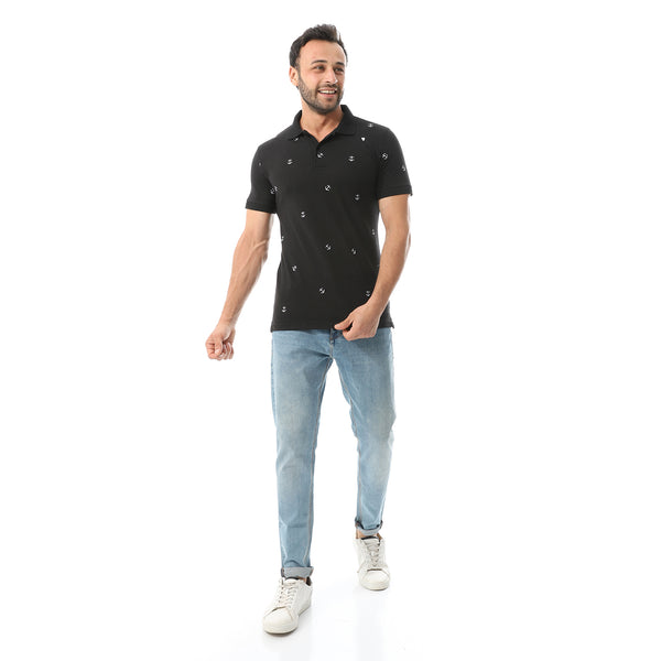 Embroidered Pattern Regular Fit Polo Shirt