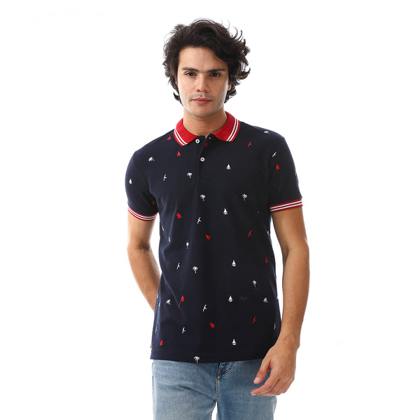 printed_turn_down_collar__polo_shirt_navy