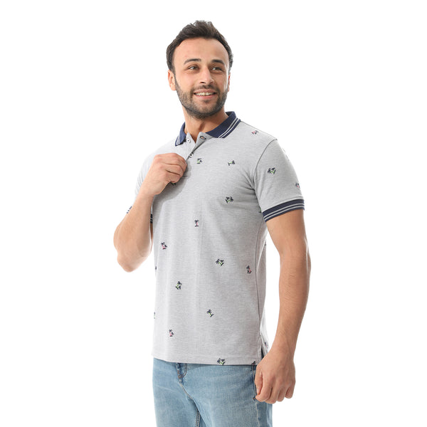 Embroidered Pattern Regular Fit Polo Shirt