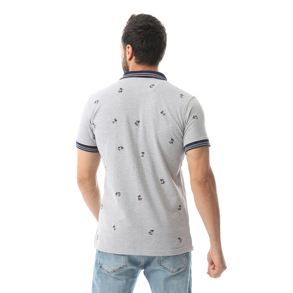 Embroidered Pattern Regular Fit Polo Shirt