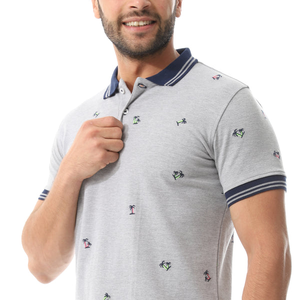 Embroidered Pattern Regular Fit Polo Shirt