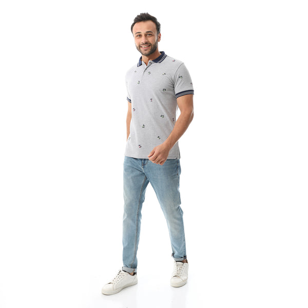 Embroidered Pattern Regular Fit Polo Shirt