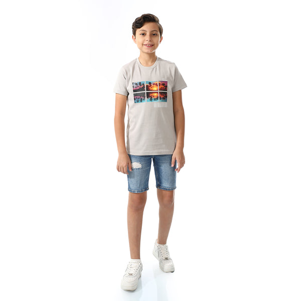 Printed Round Neck T-Shirt For Boys
