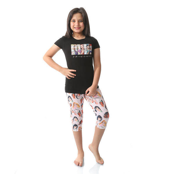 printed_princess_comfy_girls_pajama_set_black