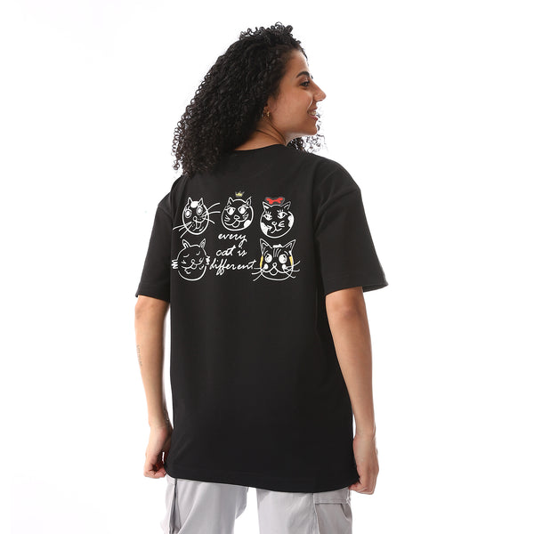 Oversized Black Front & Back Printed Tees