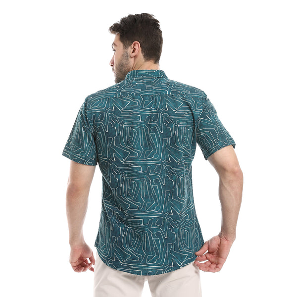 short_sleeves_printed_shirt_green_