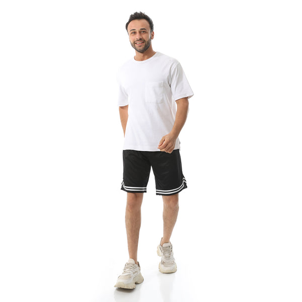 Elastic Waist With Drawstring Sports Shorts