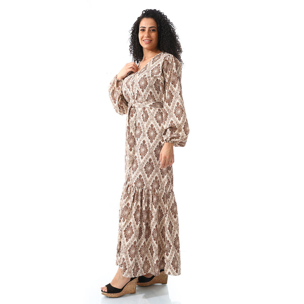 ankle_lengthe_floral_dress_brown