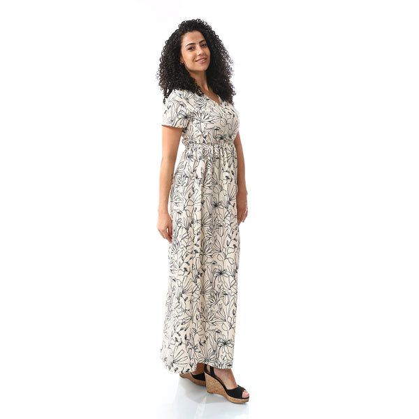 short_sleeeves_floral_dress_black