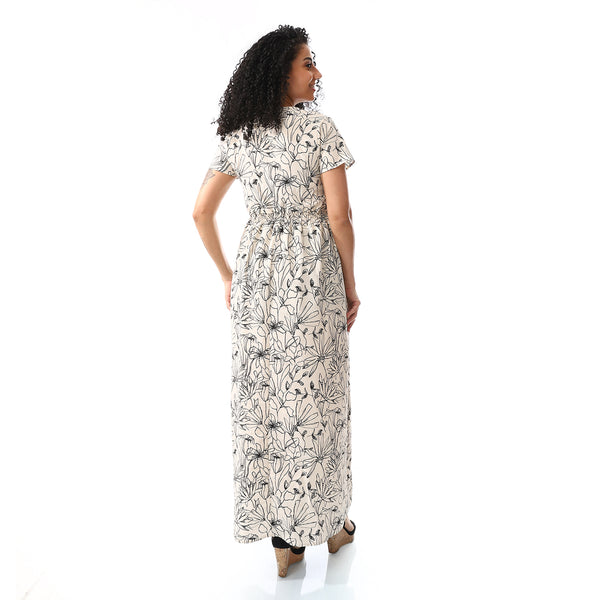 short_sleeeves_floral_dress_black