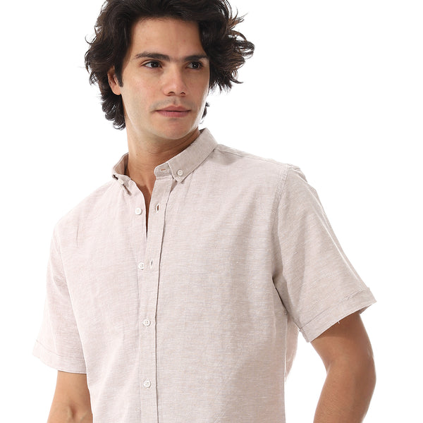 Solid Linen Short Sleeve Oxford Shirt