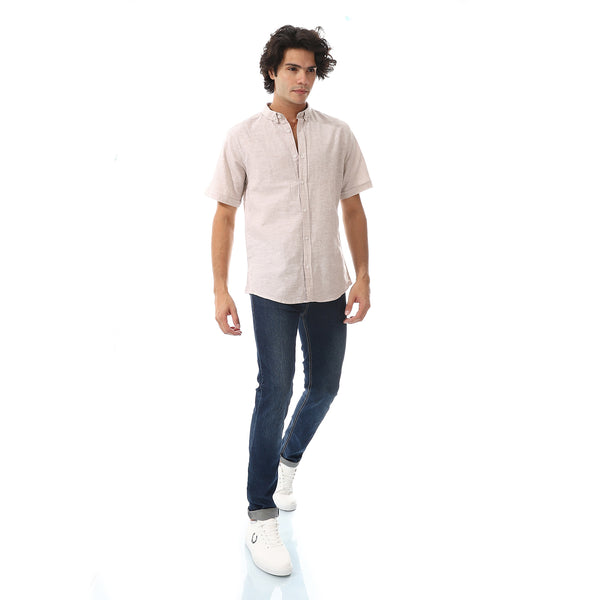 Solid Linen Short Sleeve Oxford Shirt