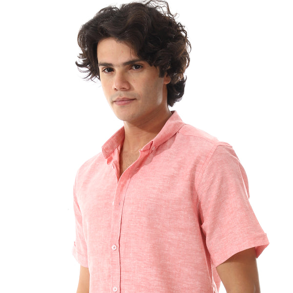 Solid Linen Short Sleeve Oxford Shirt