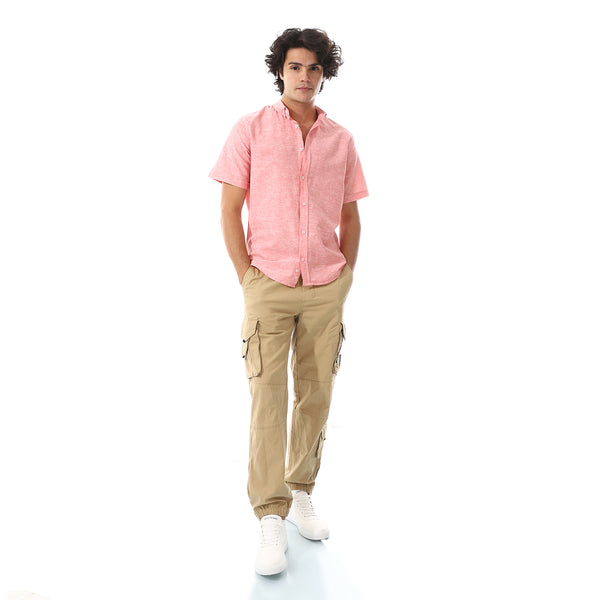 Solid Linen Short Sleeve Oxford Shirt