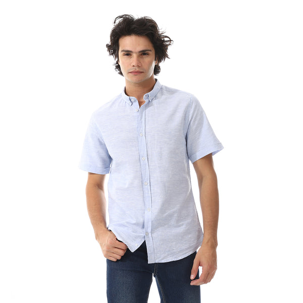 Solid Linen Short Sleeve Oxford Shirt