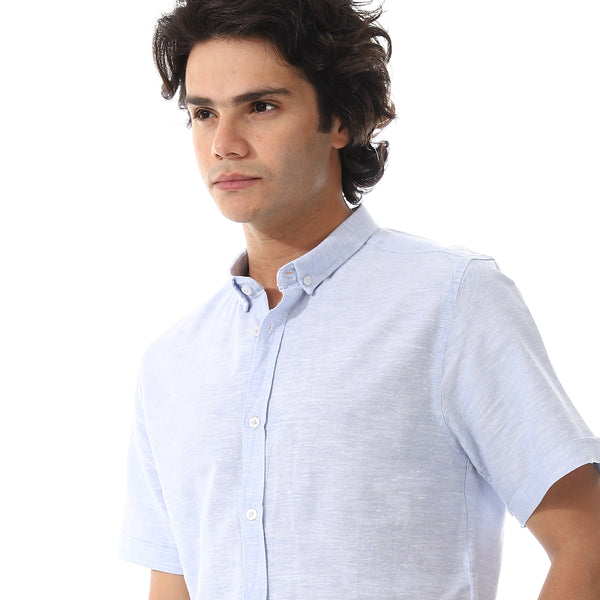 Solid Linen Short Sleeve Oxford Shirt