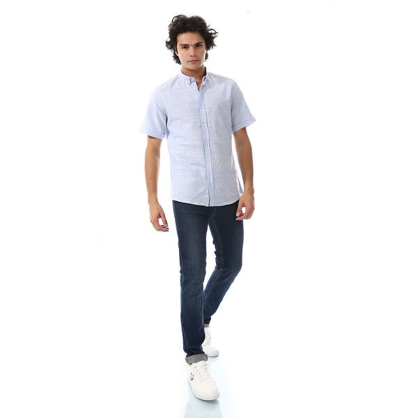 Solid Linen Short Sleeve Oxford Shirt