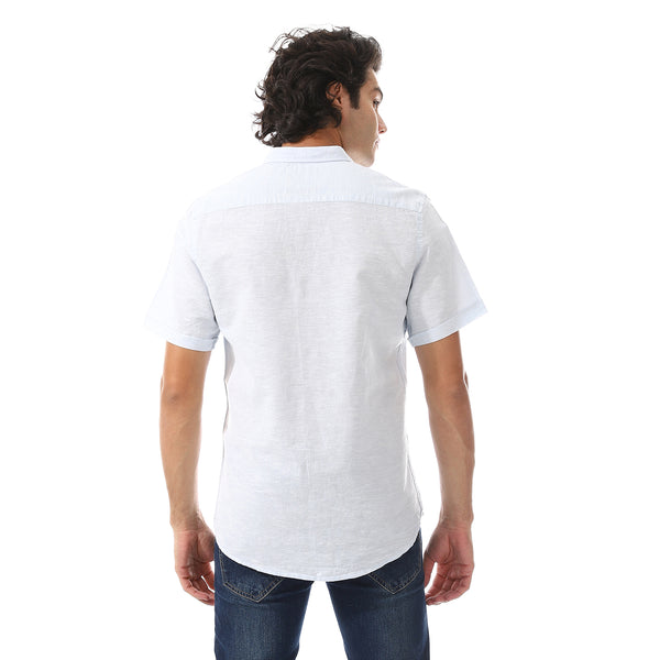 Solid Linen Short Sleeve Oxford Shirt