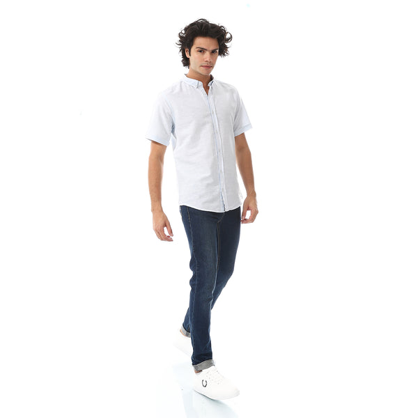 Solid Linen Short Sleeve Oxford Shirt