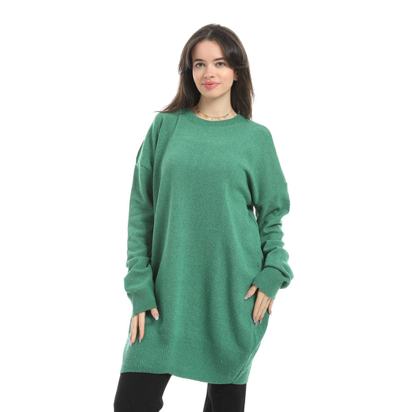 Green_Long_Sleeves_Crew_Neck_Oversize_Pullover-Green