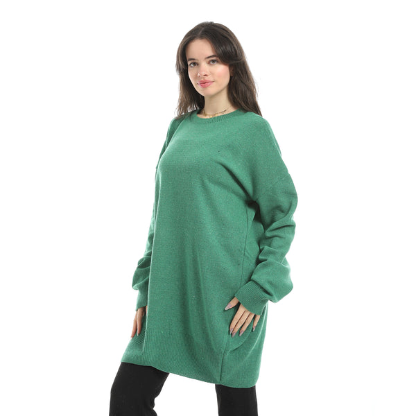 Green_Long_Sleeves_Crew_Neck_Oversize_Pullover-Green
