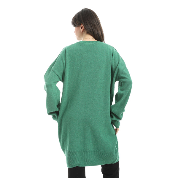 Green_Long_Sleeves_Crew_Neck_Oversize_Pullover-Green