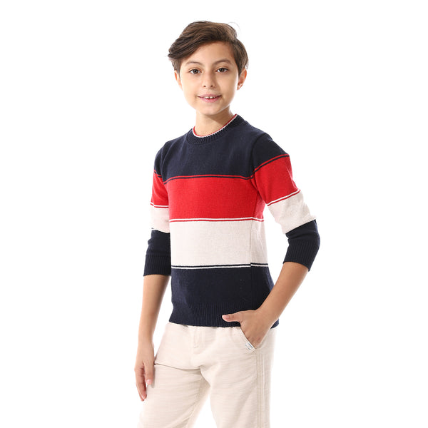 Wide_Stripes_Slip_On_Boys_Pullover_-_Navy_Blue,_Red_&_Off_White