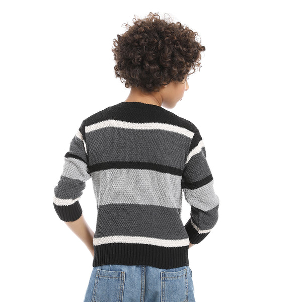 Black_And_Grey_Wide_Stripes_Slip_On_Boys_Pullover