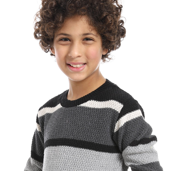Black_And_Grey_Wide_Stripes_Slip_On_Boys_Pullover