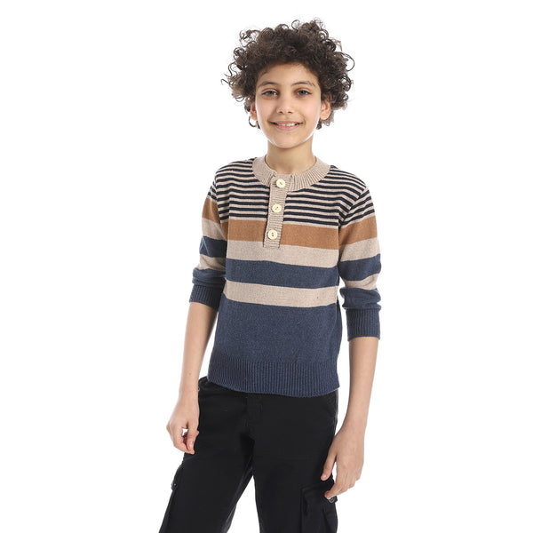 Crew_Neck_Striped_Boys_Pullover_-_Beige_&_Navy_Blue