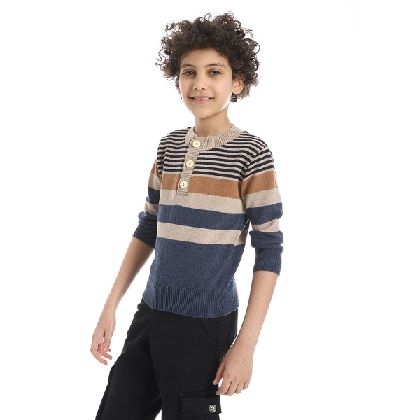 Crew_Neck_Striped_Boys_Pullover_-_Beige_&_Navy_Blue