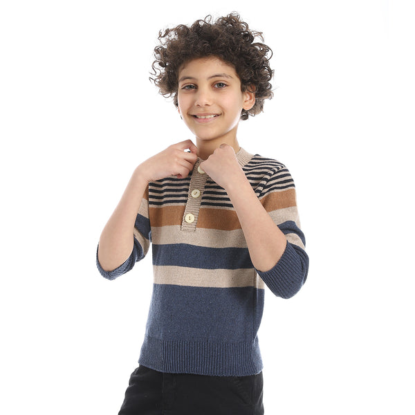 Crew_Neck_Striped_Boys_Pullover_-_Beige_&_Navy_Blue