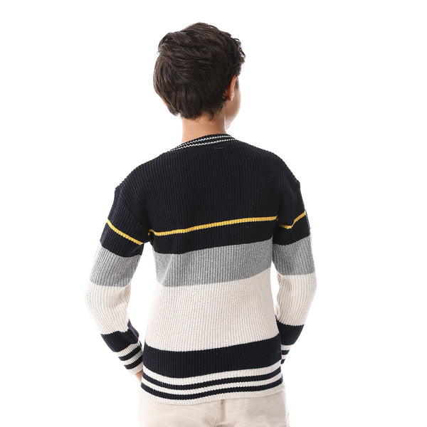 Round_Collar_Long_Sleeve_Boys_Pullover_-_Navy_Blue,_Off_White_&_Grey