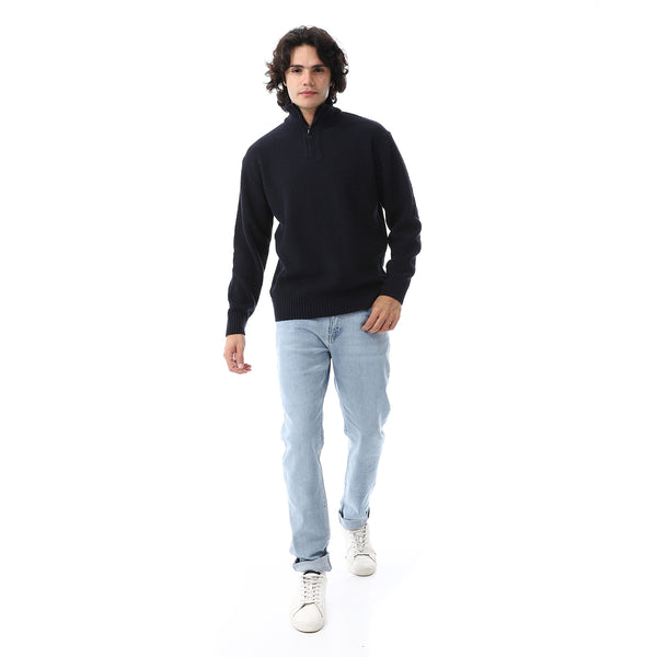 Navy_Blue_Long_Sleeves_Knitted_Sweater