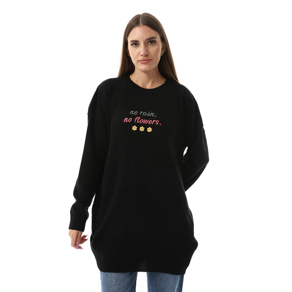 Black Long Sleeves Loose Fit Sweater