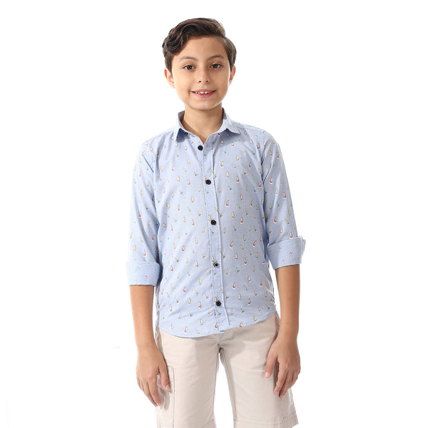 Boys Light Blue Long Sleeves Shirt