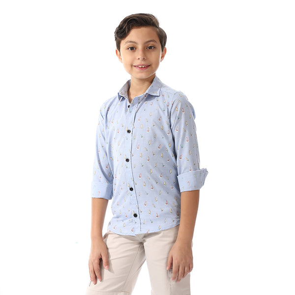 Boys Light Blue Long Sleeves Shirt