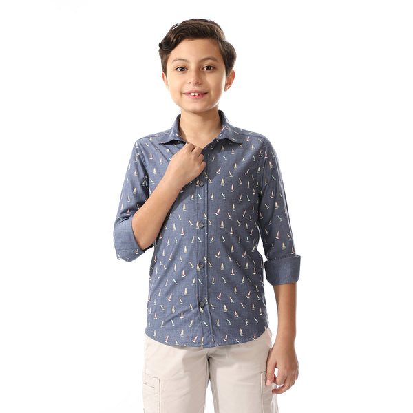 Boys Dark Grey Long Sleeves Shirt