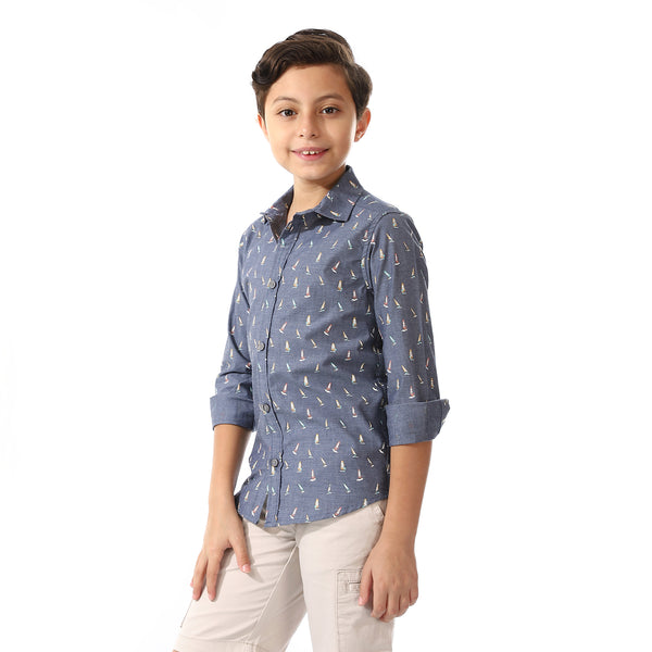 Boys Dark Grey Long Sleeves Shirt