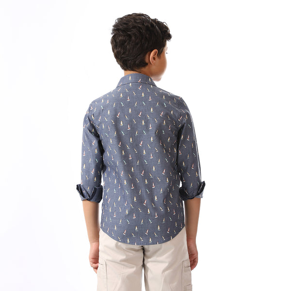 Boys Dark Grey Long Sleeves Shirt