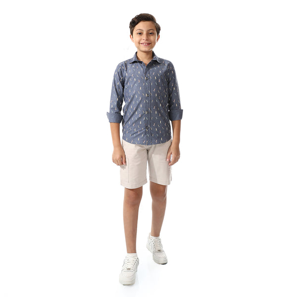 Boys Dark Grey Long Sleeves Shirt