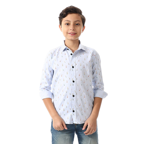 Boys Sky Blue Long Sleeves Shirt