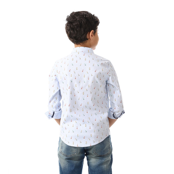 Boys Sky Blue Long Sleeves Shirt