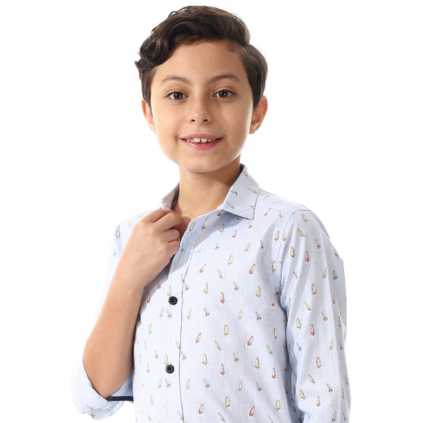 Boys Sky Blue Long Sleeves Shirt
