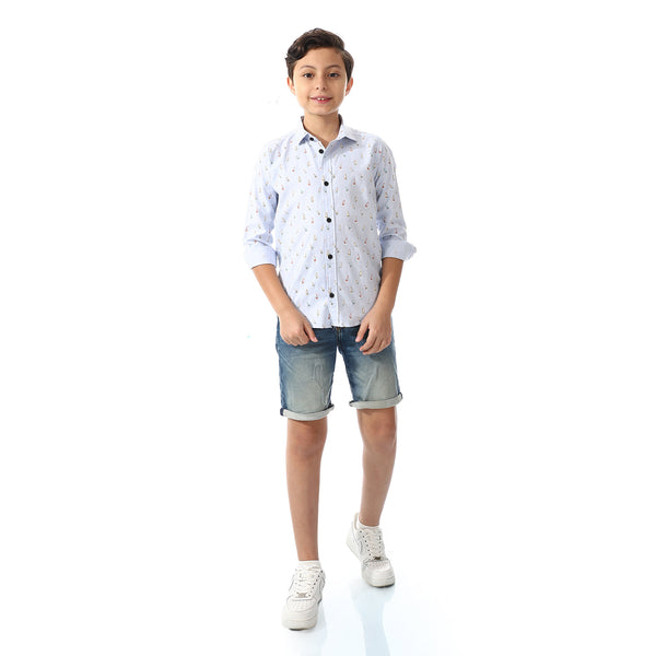 Boys Sky Blue Long Sleeves Shirt
