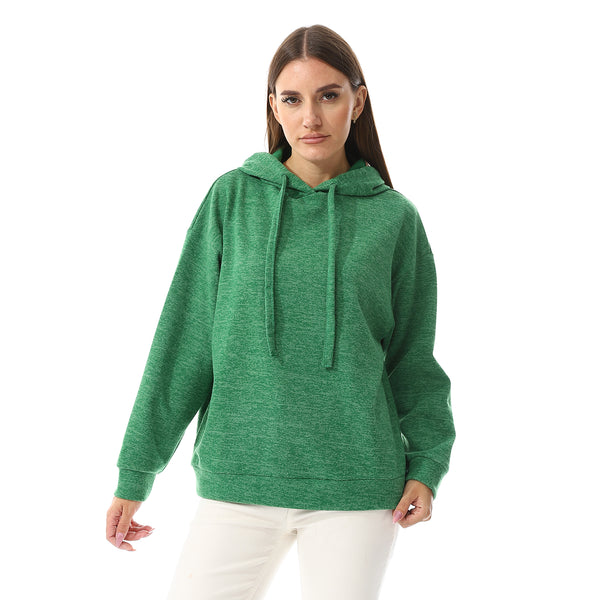 Heather Green Long Sleeves Slip On Hoodie